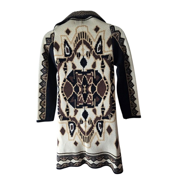 NWT II Sisters black cream gold yellow wrap front long cardigan sweater size S/M - Picture 2 of 16